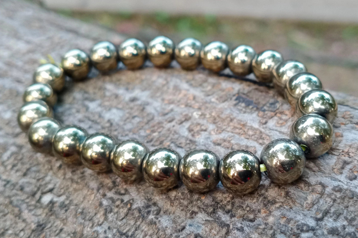 Raw Pyrite Natural Stone Bracelet – Handcrafted Energy Jewelry