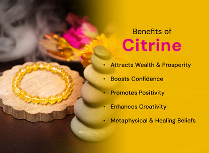Natural Citrine Bracelet for Wealth, Success & Abundance | Genuine Crystal Stone Bracelet