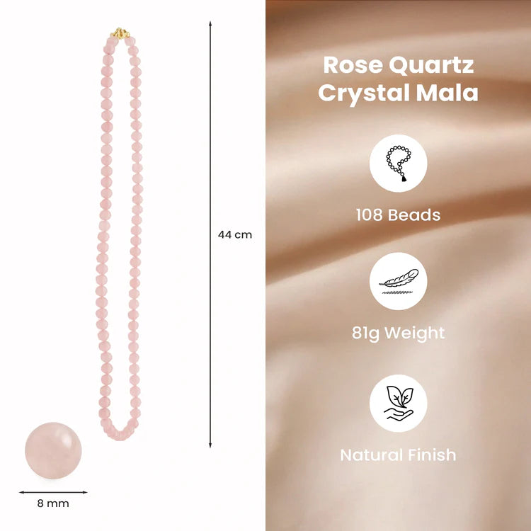 Rose Quartz Mala - 8mm || 108 Beads