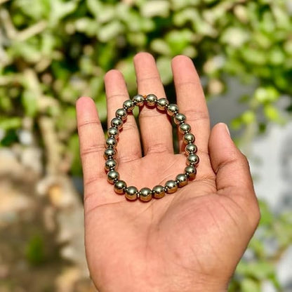 Raw Pyrite Natural Stone Bracelet – Handcrafted Energy Jewelry