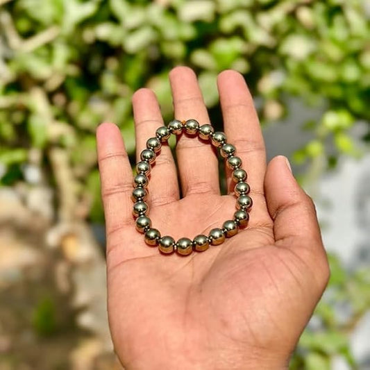 Raw Pyrite Natural Stone Bracelet – Handcrafted Energy Jewelry