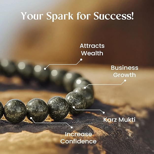 Raw Pyrite Natural Stone Bracelet – Handcrafted Energy Jewelry