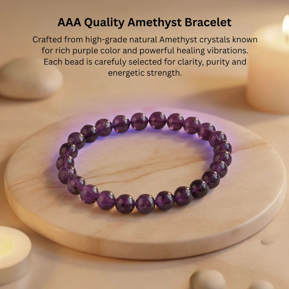 Natural Amethyst Bracelet for Peace, Positivity & Spiritual Growth