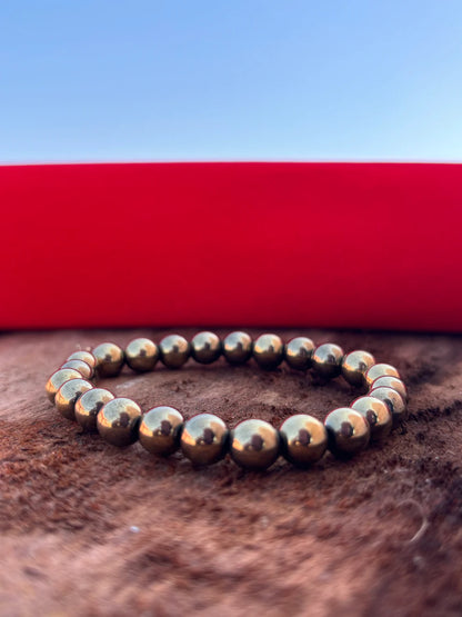 Raw Pyrite Natural Stone Bracelet – Handcrafted Energy Jewelry