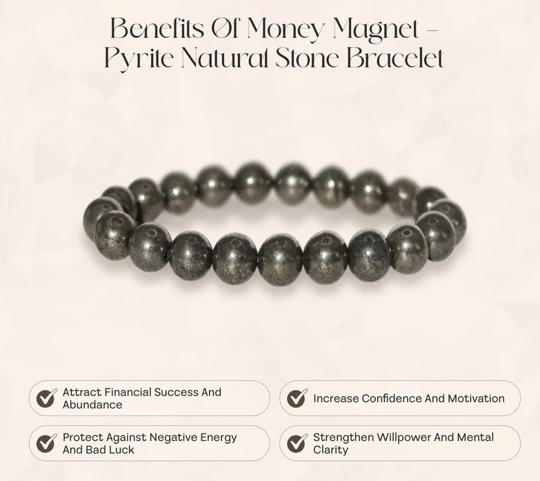Raw Pyrite Natural Stone Bracelet – Handcrafted Energy Jewelry