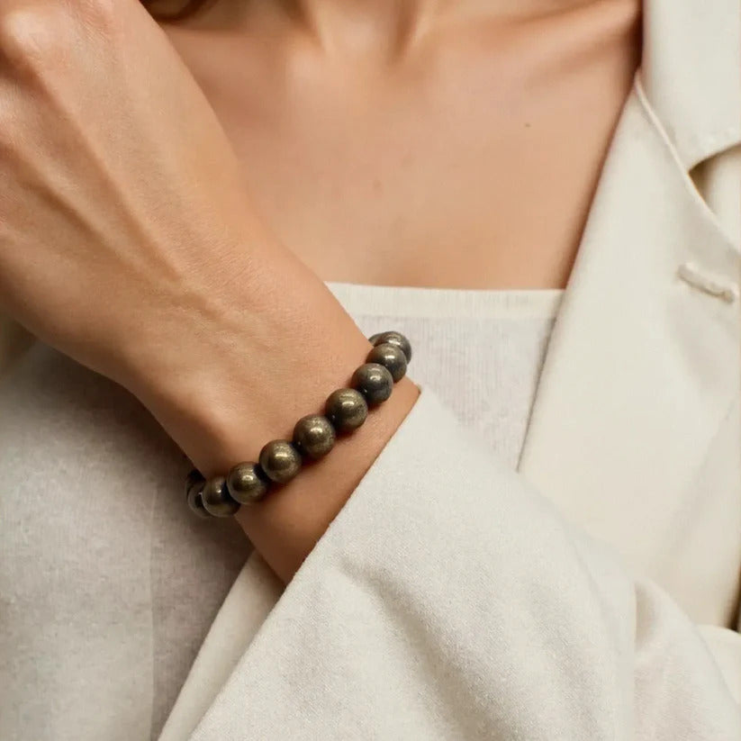 Raw Pyrite Natural Stone Bracelet – Handcrafted Energy Jewelry