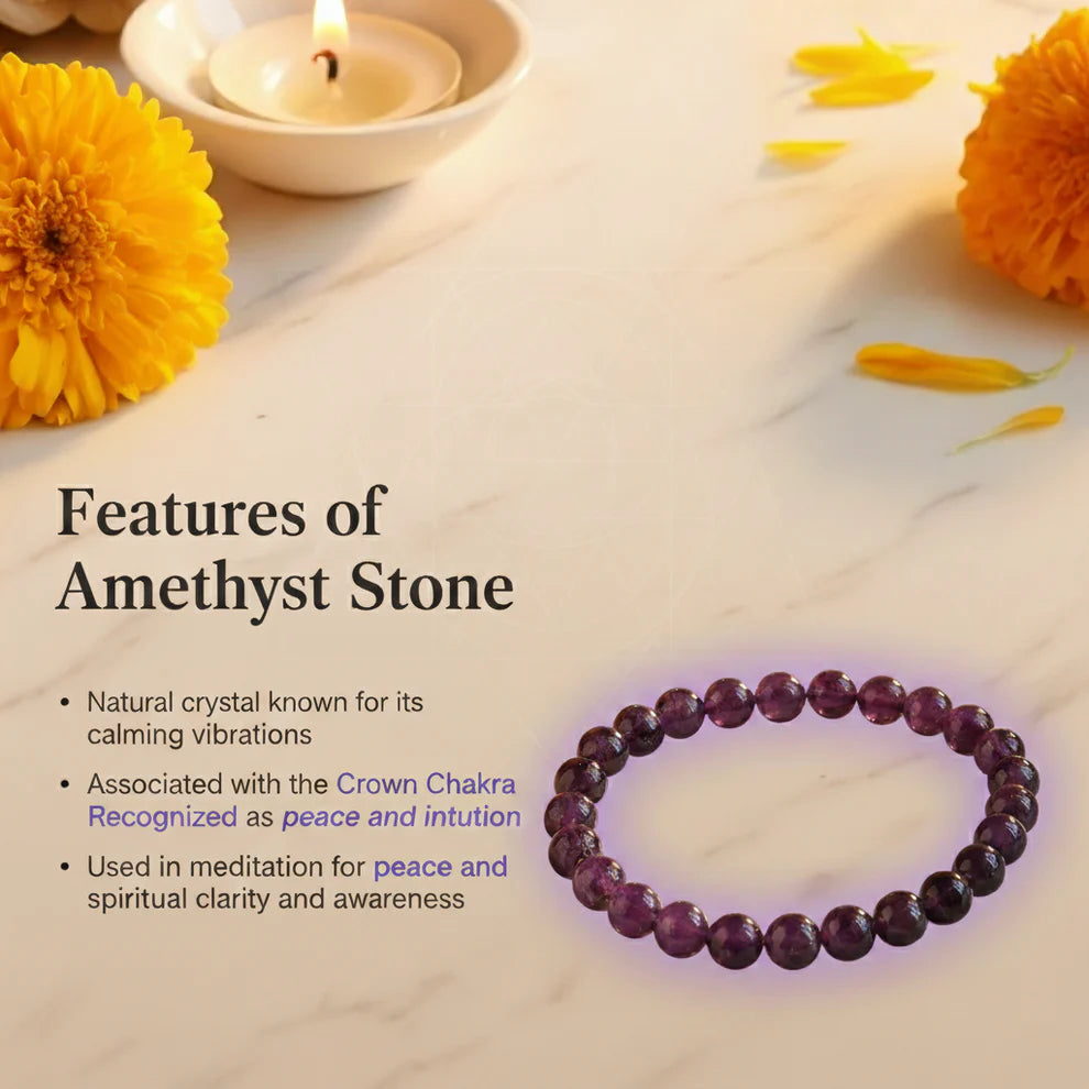 Natural Amethyst Bracelet for Peace, Positivity & Spiritual Growth