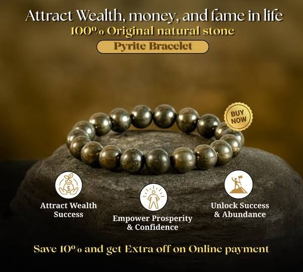 Raw Pyrite Natural Stone Bracelet – Handcrafted Energy Jewelry