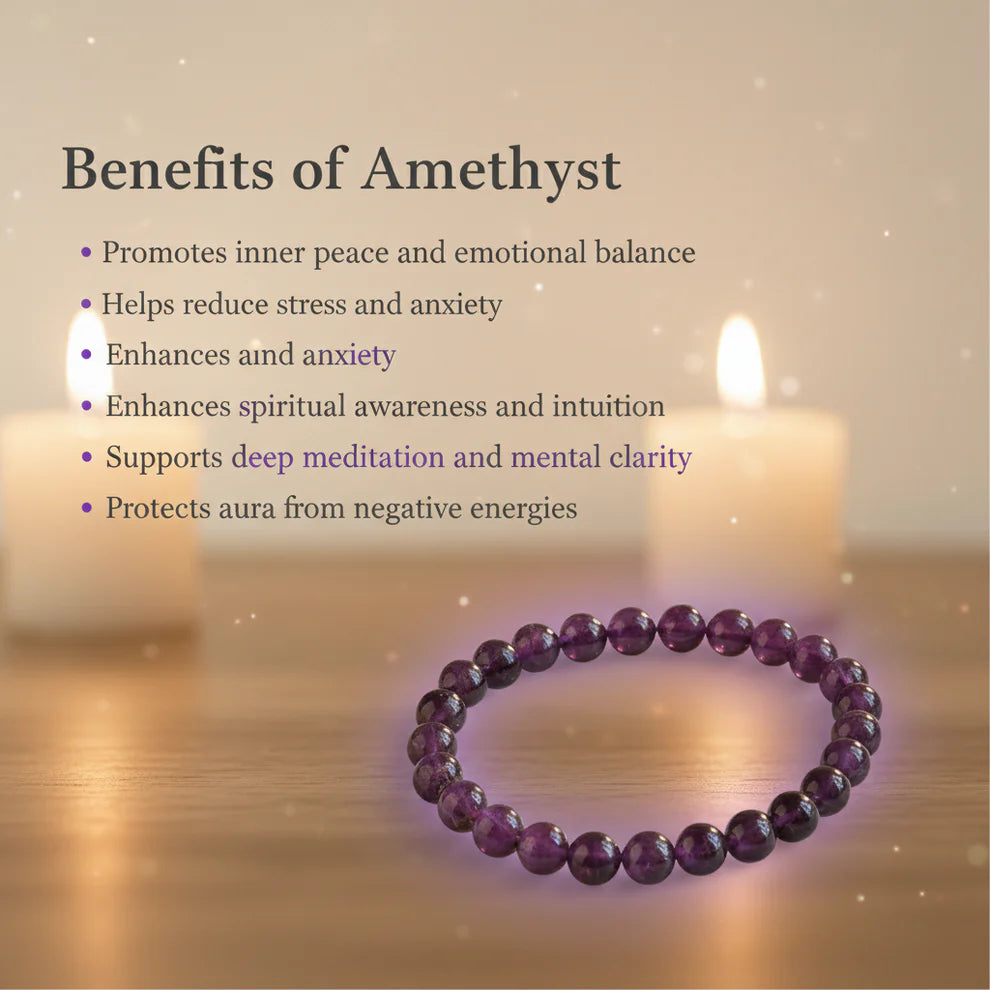 Natural Amethyst Bracelet for Peace, Positivity & Spiritual Growth