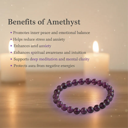 Natural Amethyst Bracelet for Peace, Positivity & Spiritual Growth